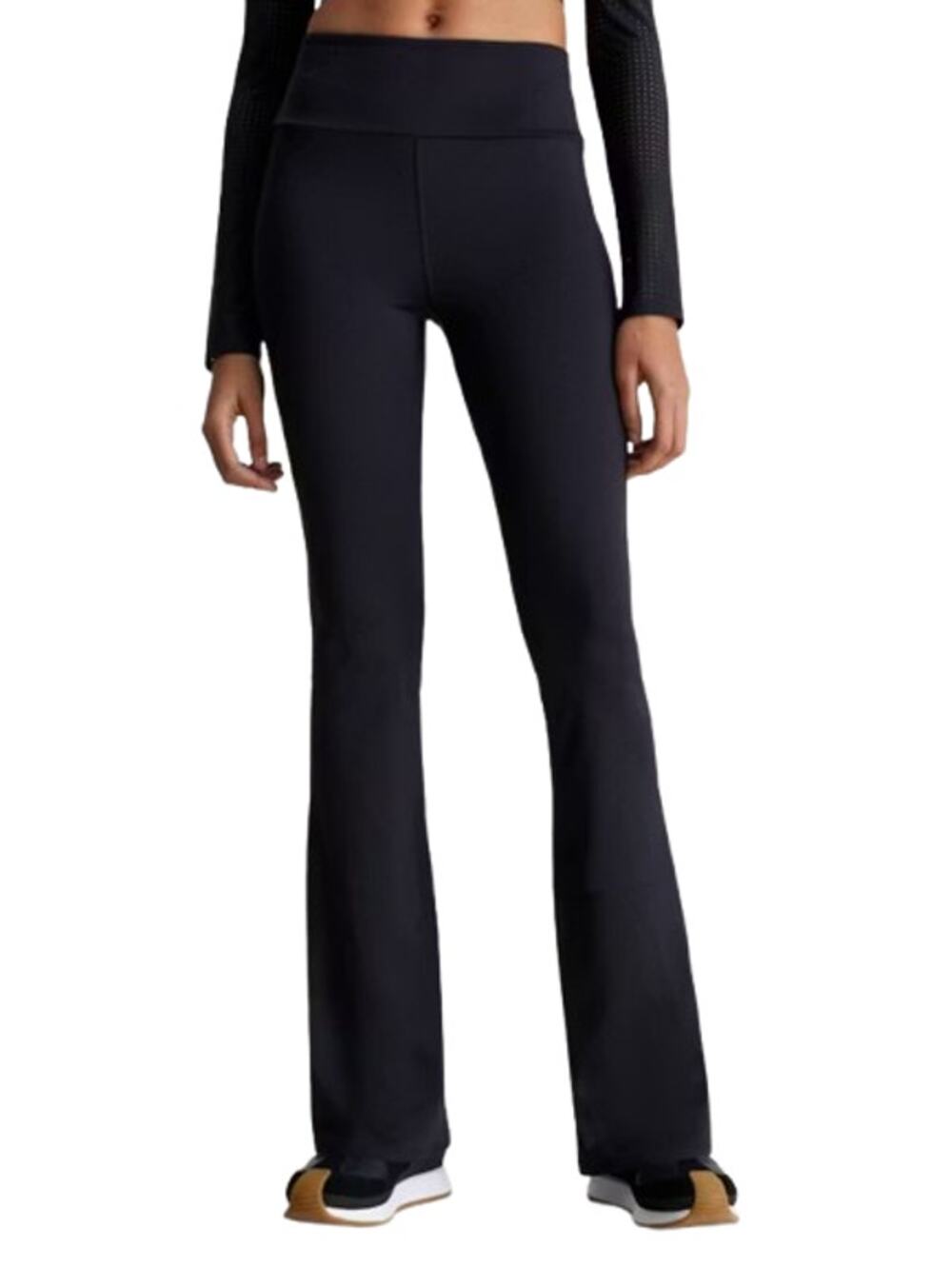 CALVIN KLEIN Women's Flared Gym Leggings Small Black Elastic Waist NWT